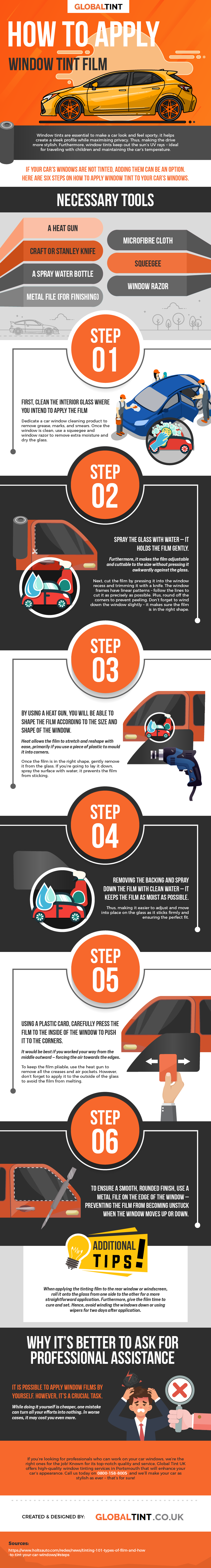 How to Apply Window Tint Film (Infographic) - Global Tint UK