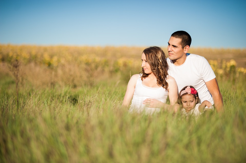 Family in a field