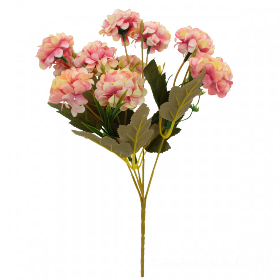 Hortencia artificial rosado, crema, 30cm