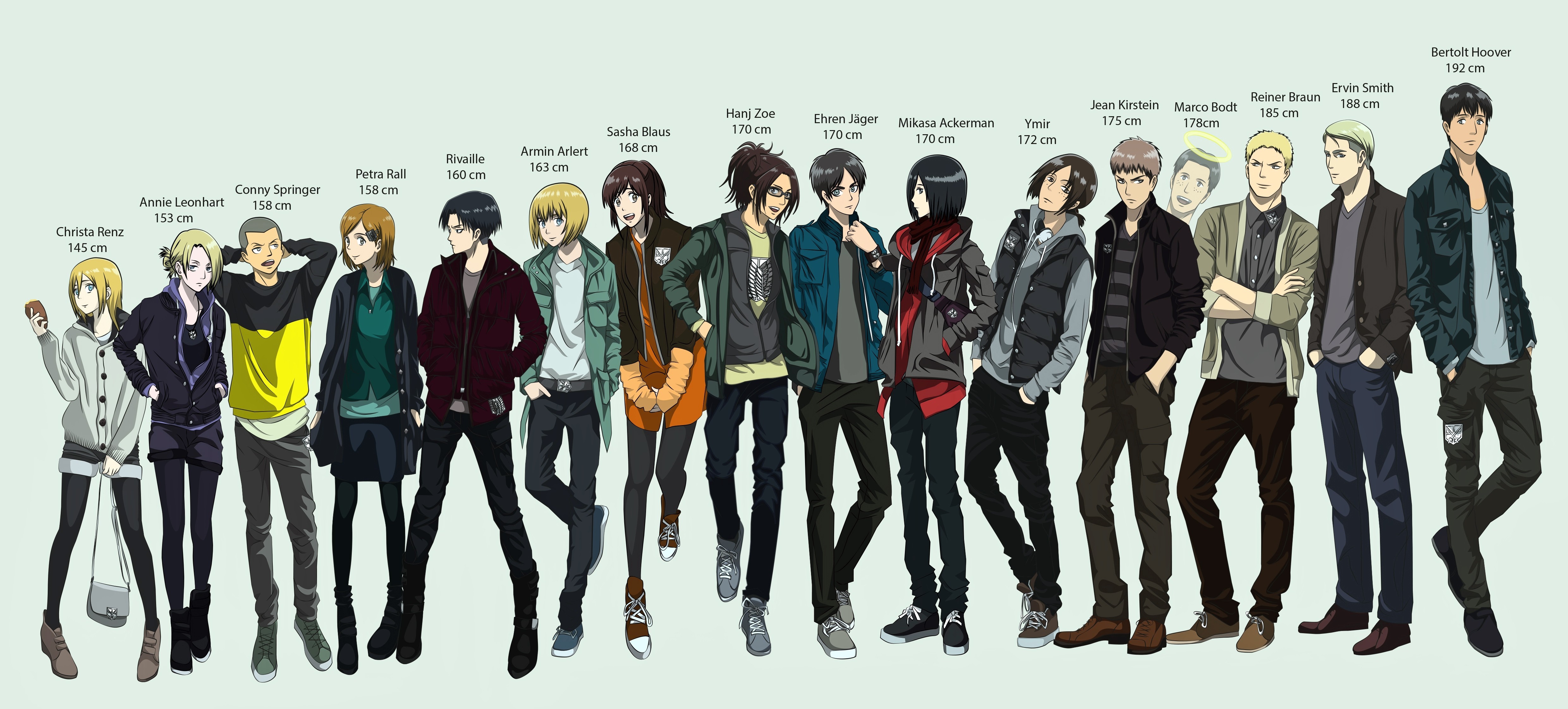 Wallpaper Attack On Titan 551 Shingeki no Kyojin, Renz Christa, Leonheart Annie, Levi Ackerman, Armin Arlert, Blouse Sasha, Hanji Zoe, Eren Jeager, Mikasa Ackerman, Ymir, Jean Kirsrein, anime, numbers