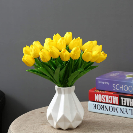 Tulipán artificial amarillo, 35cm