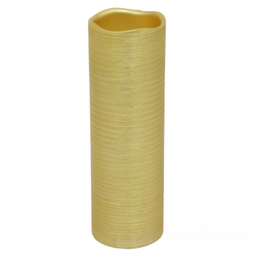 Vela artificial de cera dorado, 23xØ7.5cm, led