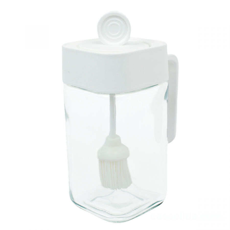 Frasco aceitero blanco, 14x8.5x6cm, brocha