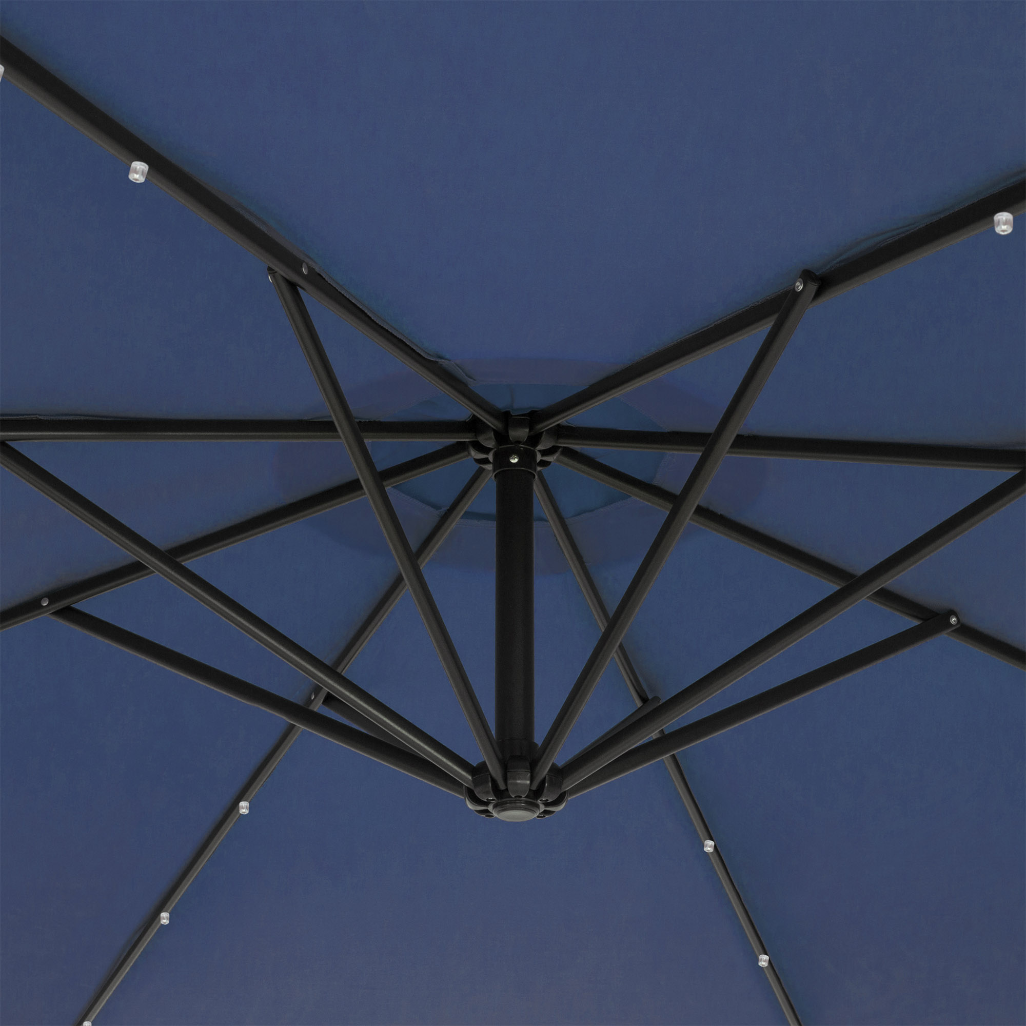 BCP 10ft Solar LED Patio Offset Umbrella w/ Hand Crank, Easy Tilt