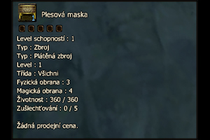 Plesová maska (plusovací)