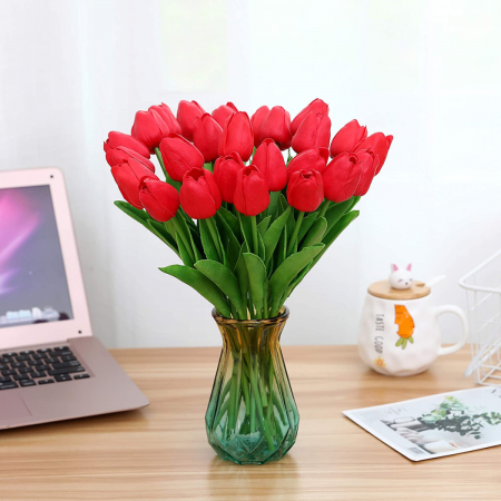 Tulipán artificial rojo, 35cm
