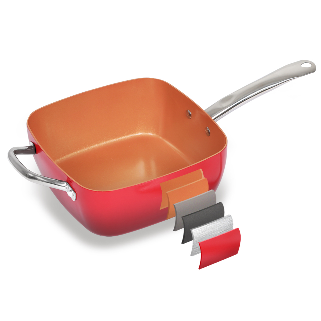 Saucepan Set Frying Pan Non Stick Deep Fry Pan with Glass Lid Cookware Set Red