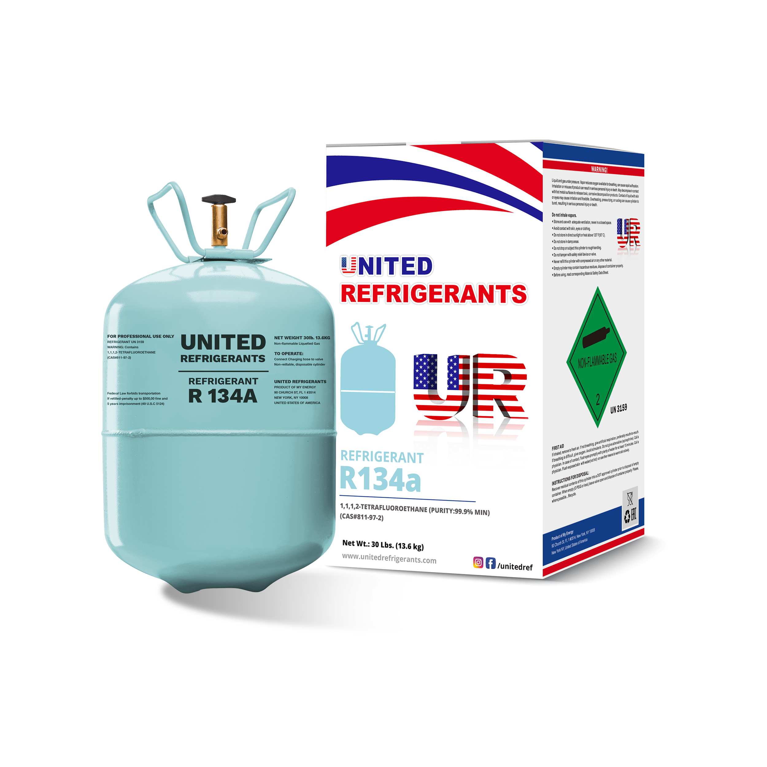 United Refrigerant R134a Disposable Cylinder 13.6 Kg