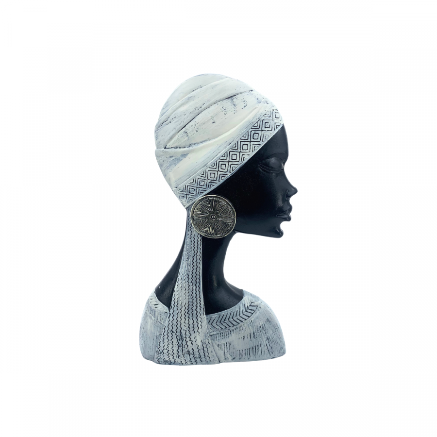 Figura decorativa rostro de mujer africana, 24.5cm