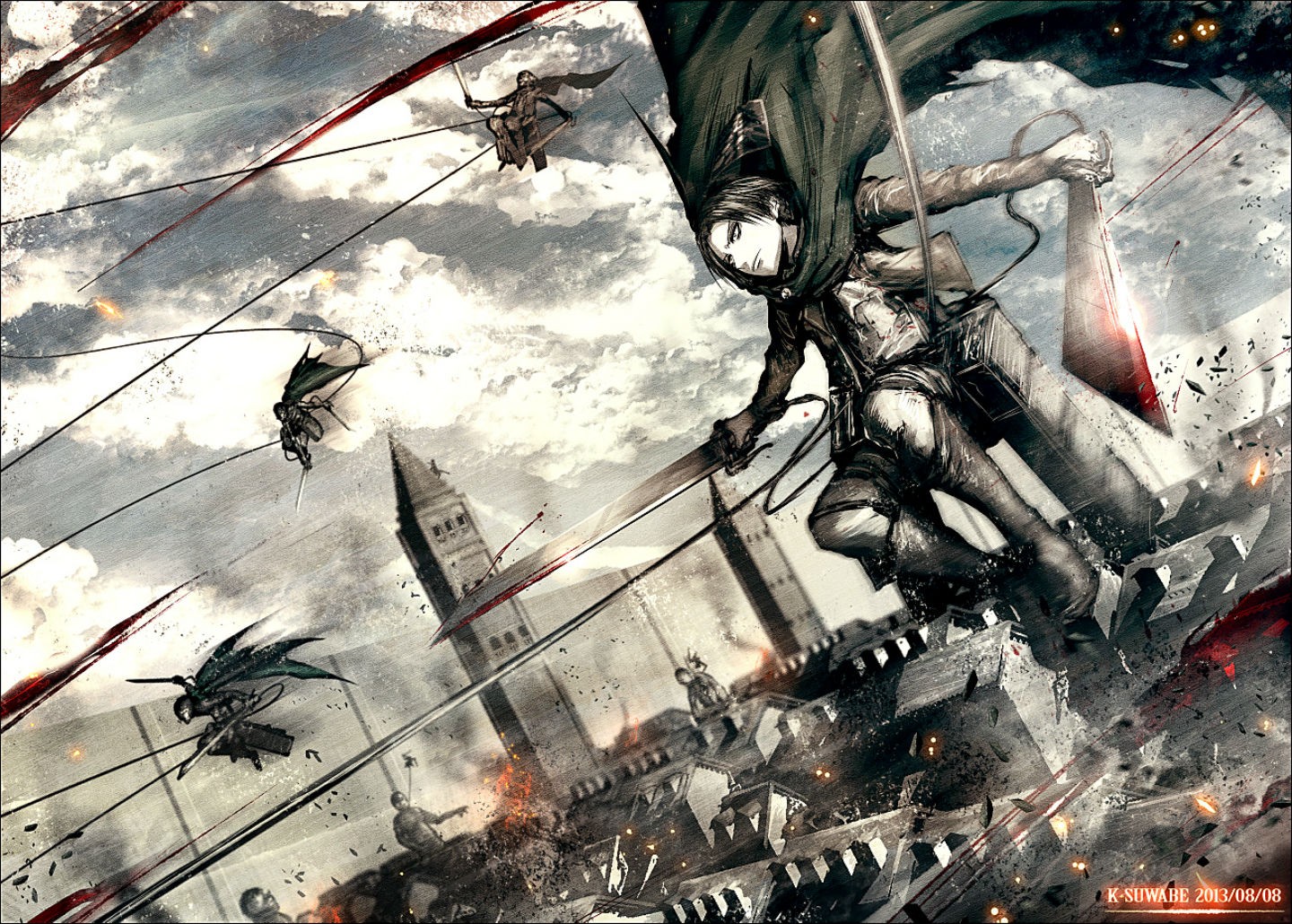 Wallpaper Attack On Titan 459 Shingeki no Kyojin, anime, fantasy city, 2013 (Year), Levi Ackerman