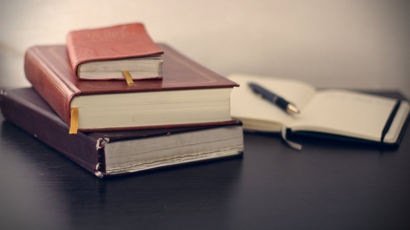 Books on table