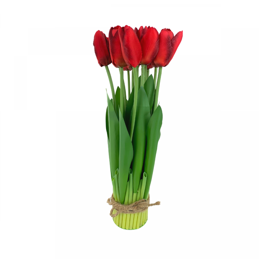 Bouquet artificial tulipanes, rojo, 38cm