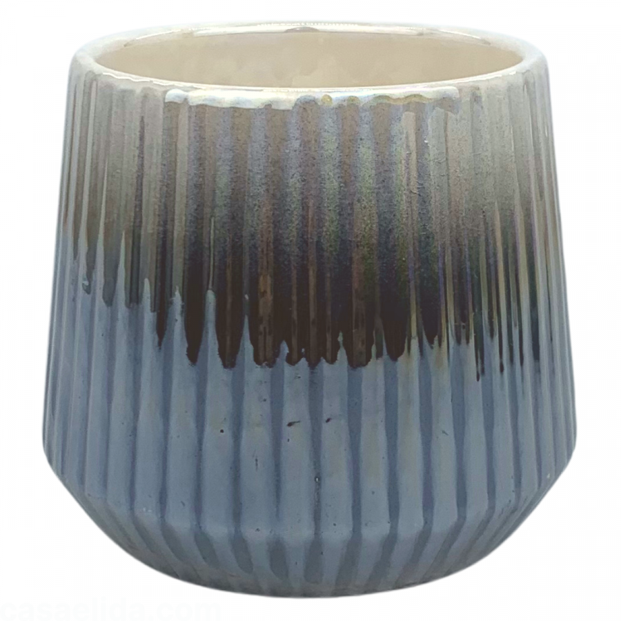 Maceta decorativa tornasol gris oscuro, 10xØ11cm, cerámica