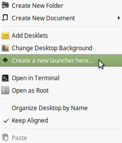Right click on the desktop