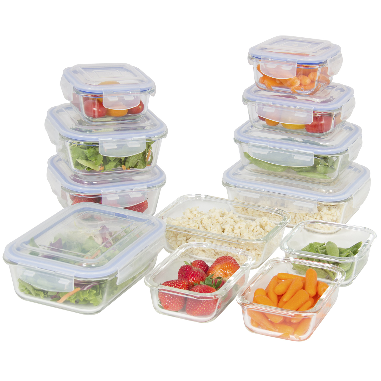 BCP 24-Piece BPA-Free Glass Food Container Set w/ 5 Sizes - Clear | eBay