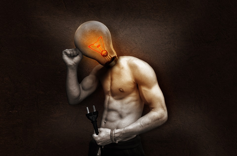 Man with lightbulb head