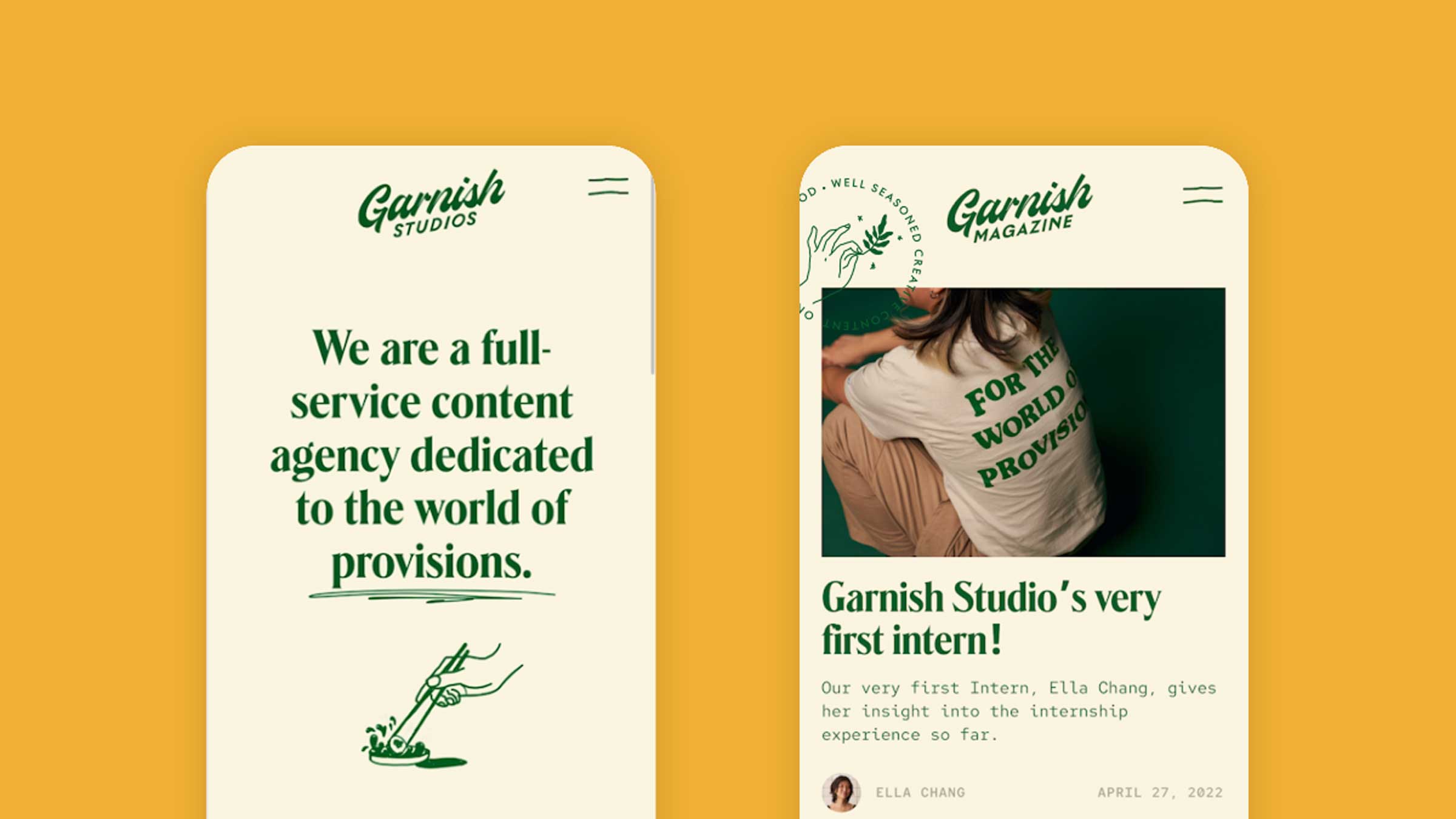 mobile design for the Garnish site - by Condensed