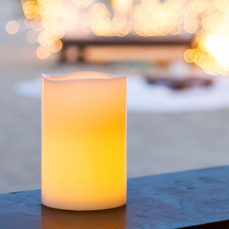 Vela artificial de cera blanco, 13xØ7.5cm, led