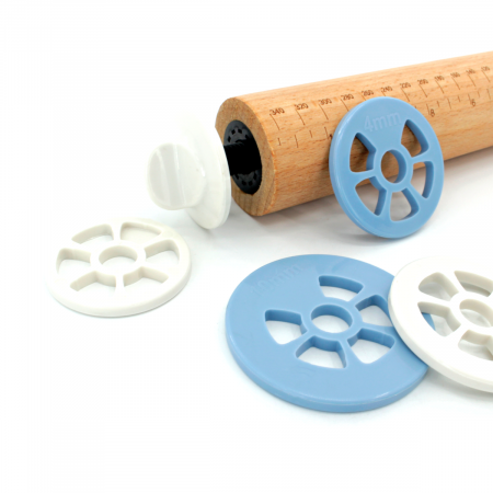 Rodillo de masa con medidor 43xØ5cm, madera