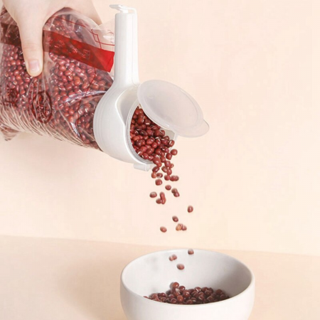 Clip para sellado de bolsa blanco, tapa enroscable