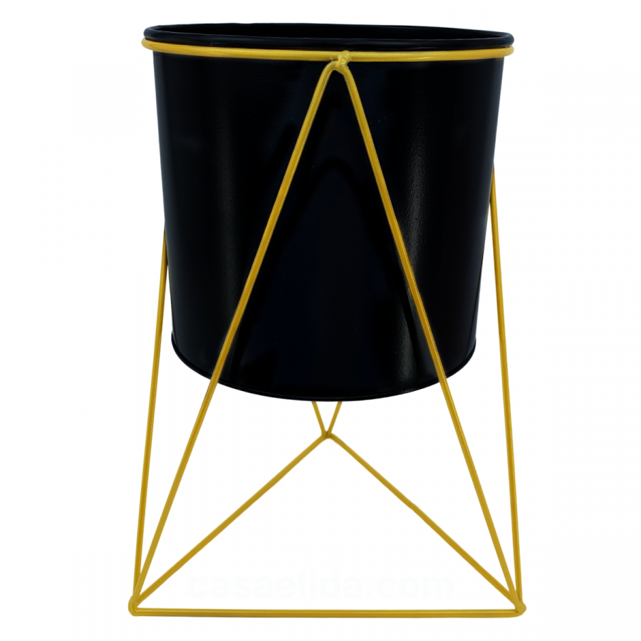 Maceta con soporte negro, 31x22x22cm, metal