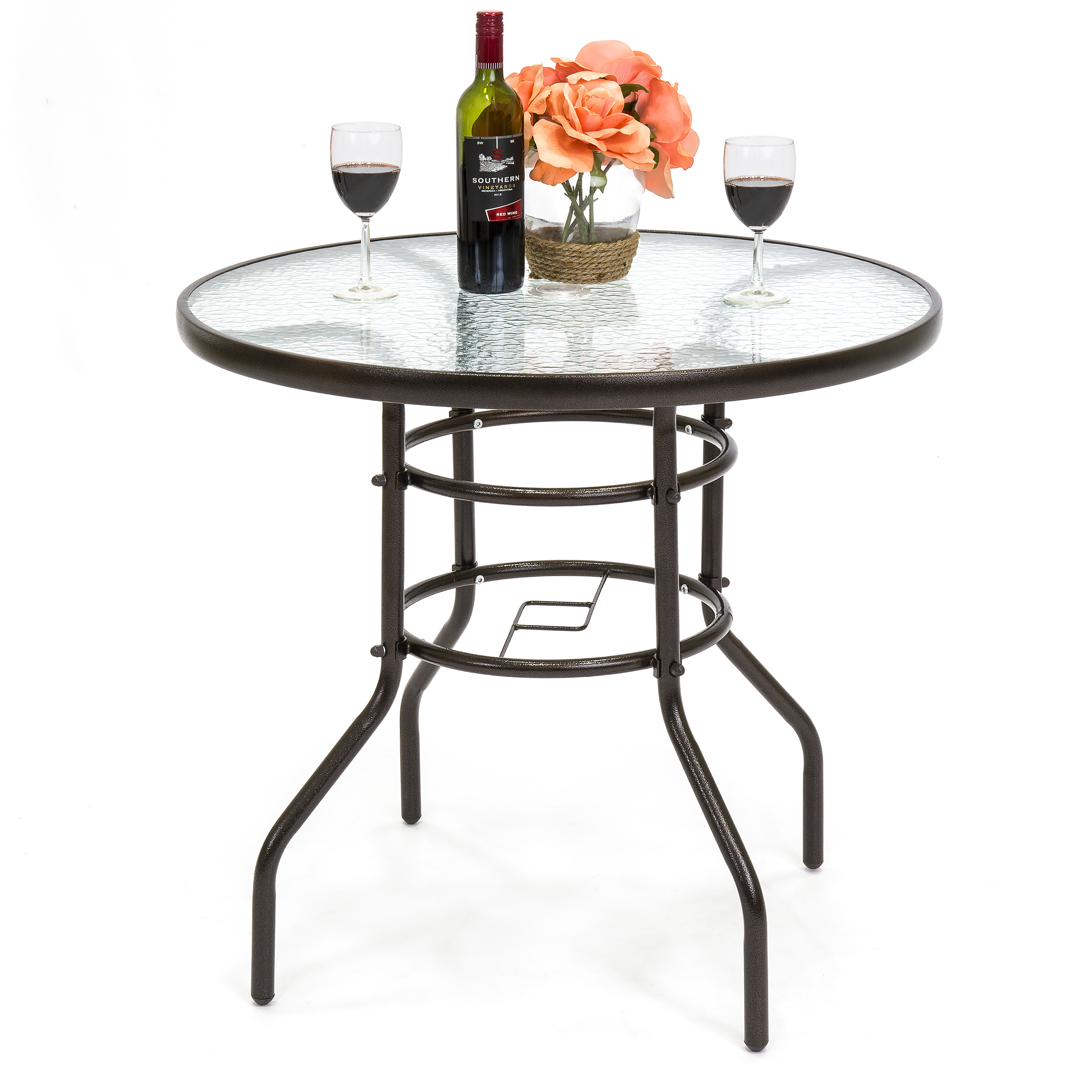 BCP 32in Outdoor Round Tempered Glass Bistro Table w/ Steel Frame eBay