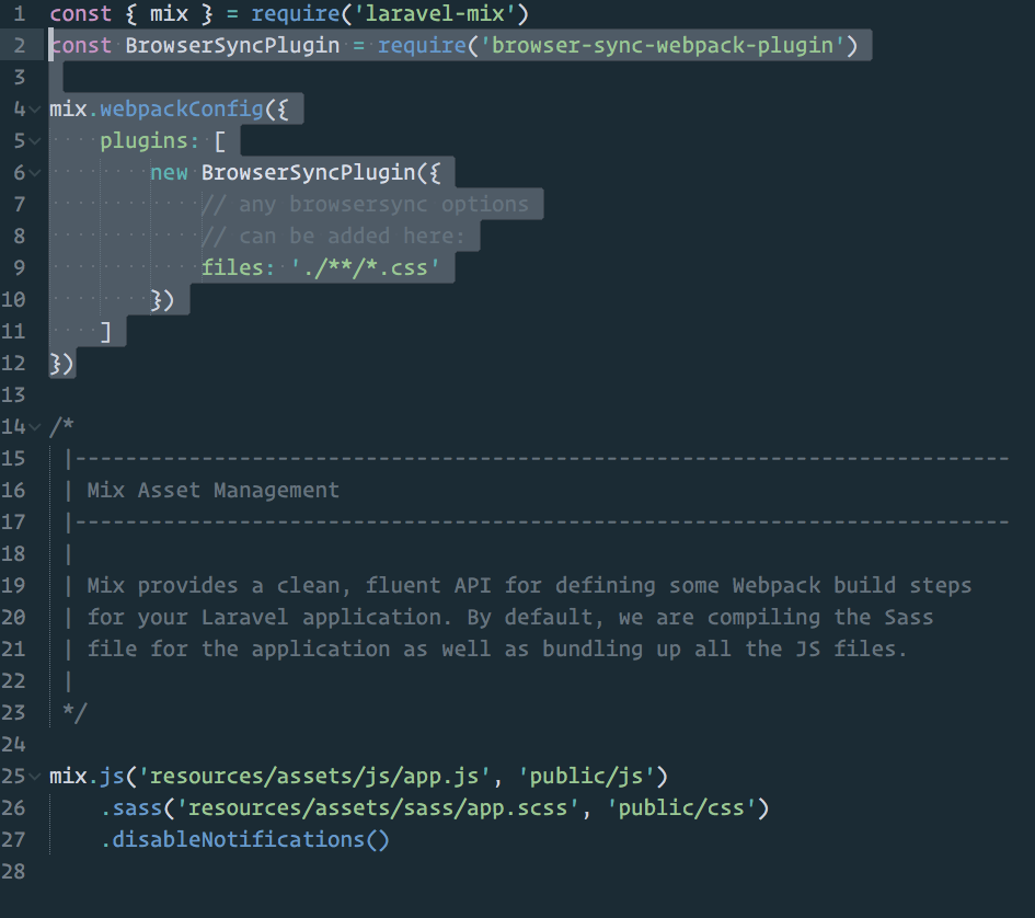Laravel Mix and BrowserSync