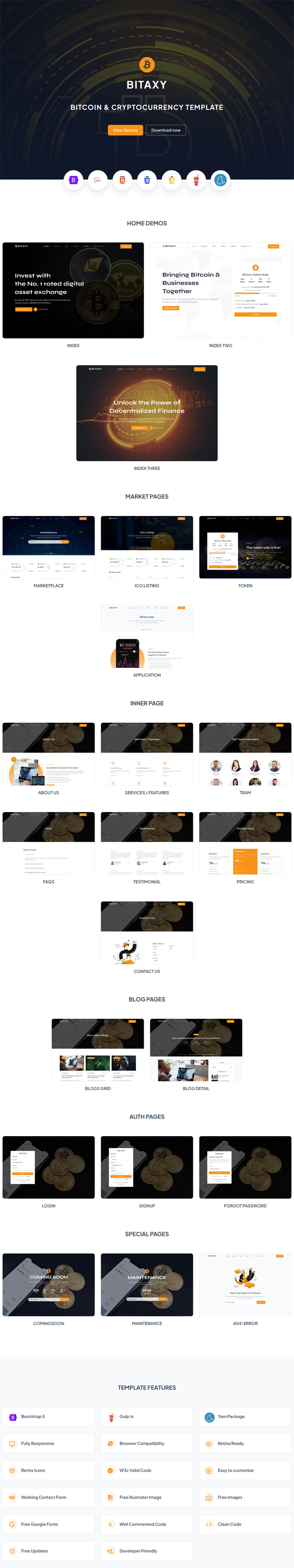 Bitaxy - Bitcoin & Crypto Currency HTML5 Template