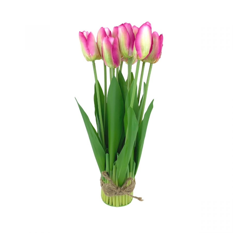 Bouquet artificial tulipanes, rosado, 38cm