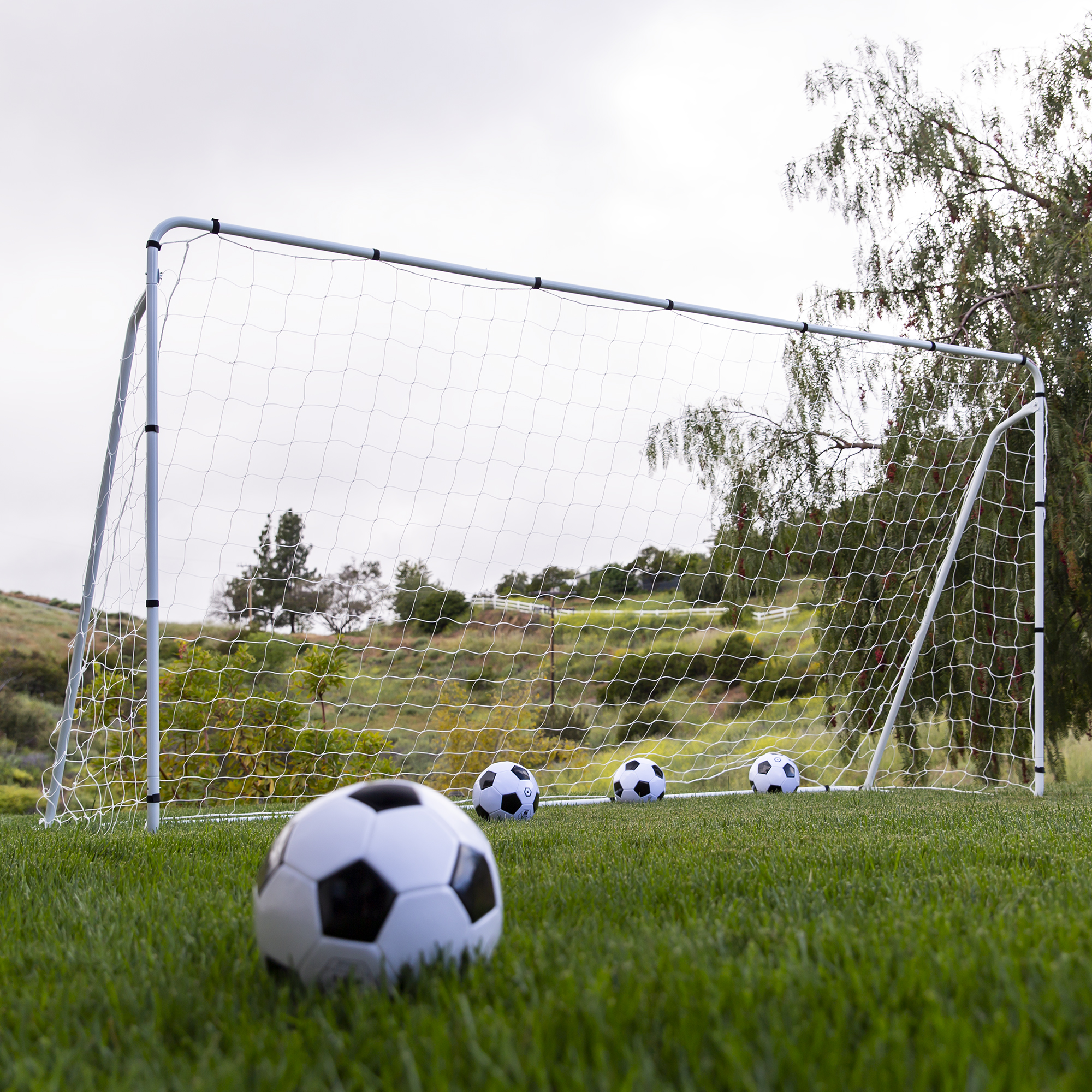 BCP 12x6ft Steel Soccer Goal w/ Net, Straps, and Anchors White eBay