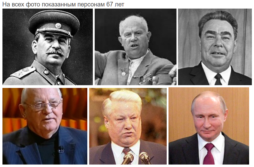 Как выглядели руководители СССР и России в возрасте Путина? 