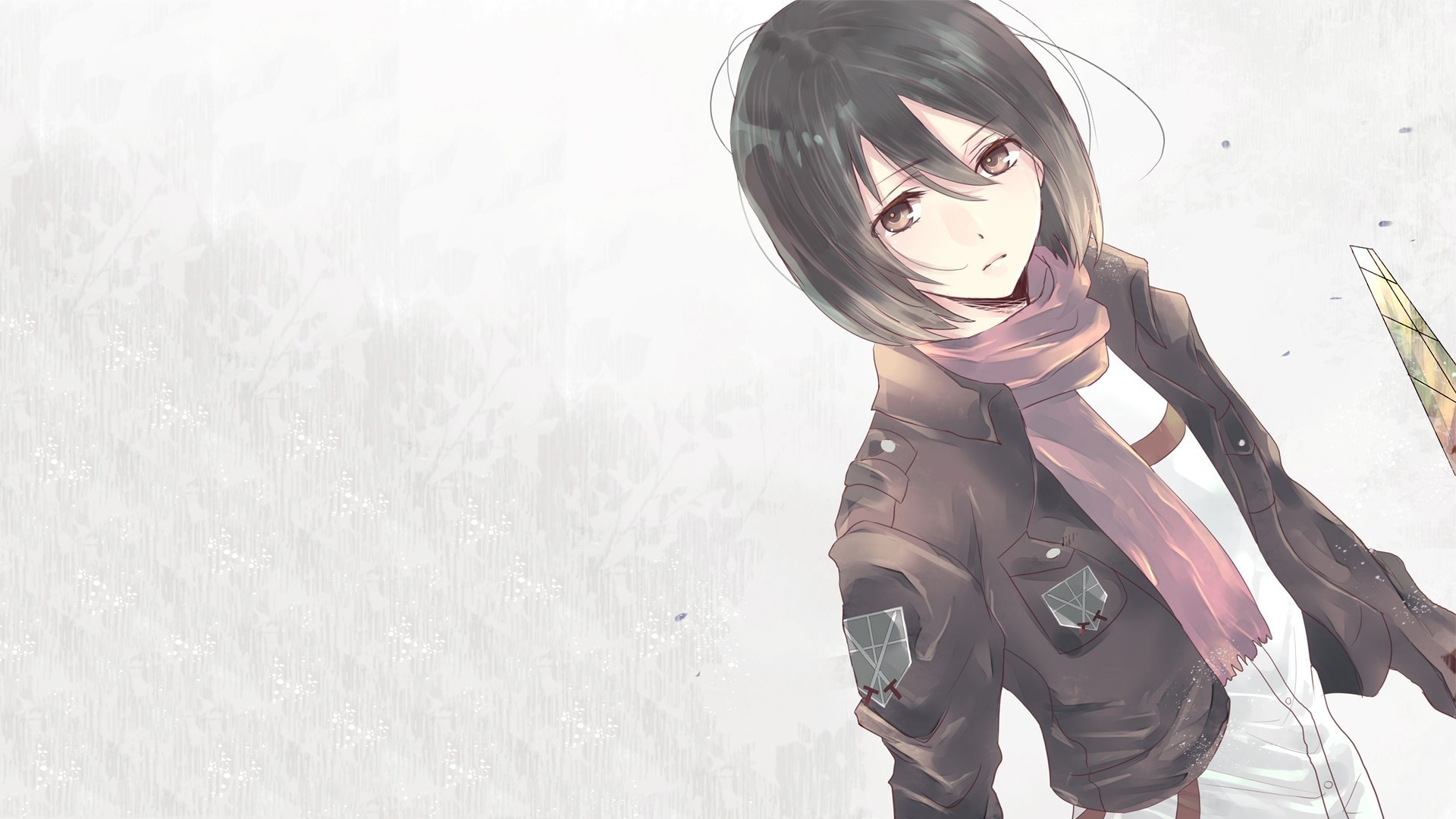 Wallpaper Attack On Titan 130 Shingeki no Kyojin, Mikasa Ackerman, anime girls, white background, simple background, dark hair, anime