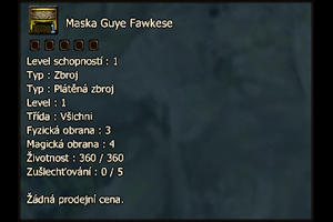 Maska Guye Fawkese (plusovací)