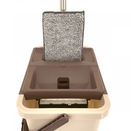 Trapeador + balde de secado automático beige, 40x37cm