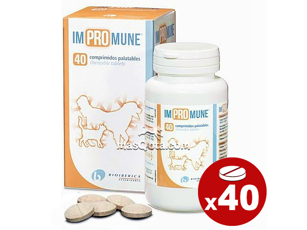 Impromune 40 Tabletten, Ergänzung für Hunde und Katzen, Verbesserung