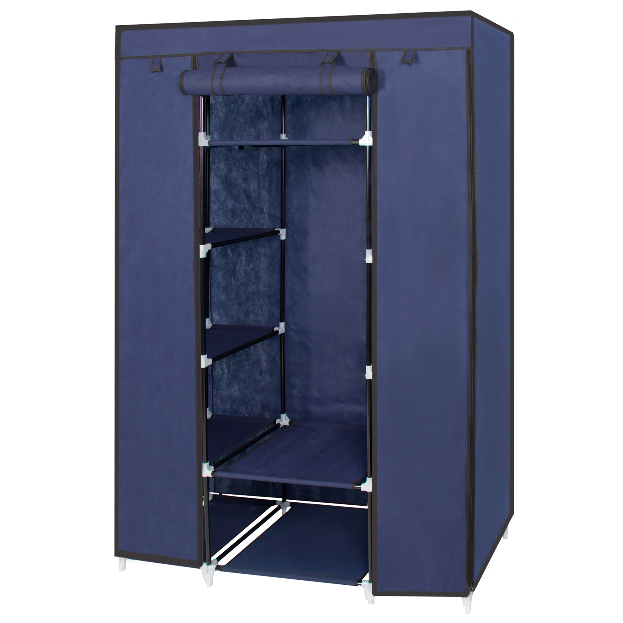 BCP 13-Shelf Closet Organizer w/ Fabric Cover & Hanging Rod ...