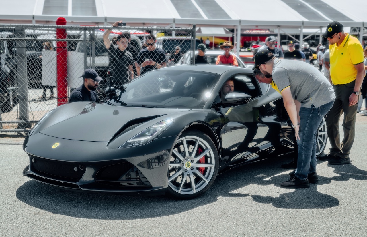 Jensen Button drives the new Lotus Emira at Laguna Seca