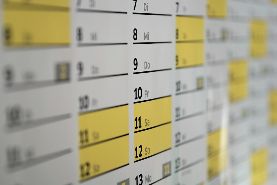 Calendar on wall