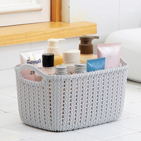 Canasta organizadora gris claro, 14x24.5x17cm