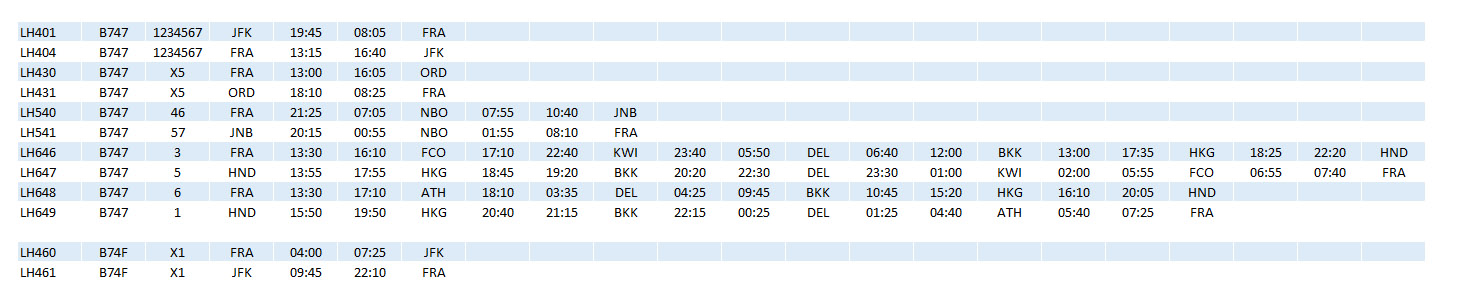 LH 747 Schedule Jul72