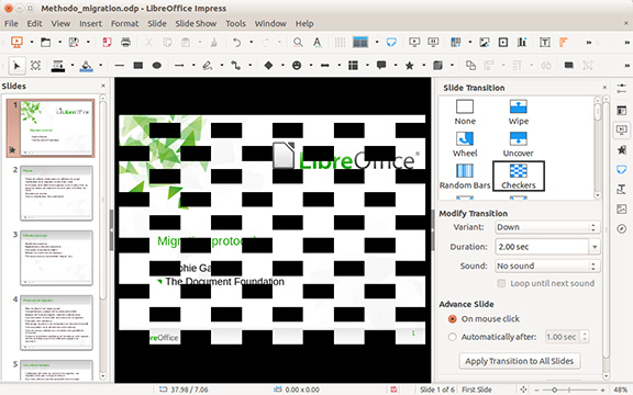 LibreOffice Impress screenshot, multimedia presentation