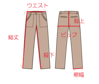 表示サイズ ボトム説明画像