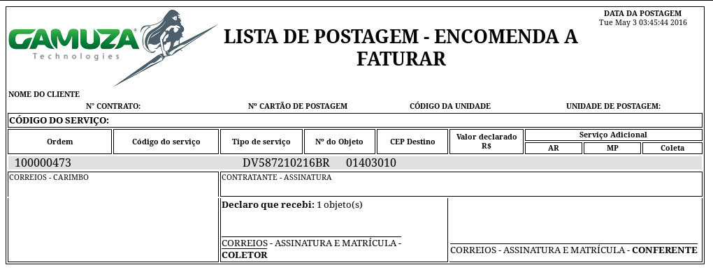 Gamuza Etiquetas - Magento - Relatório