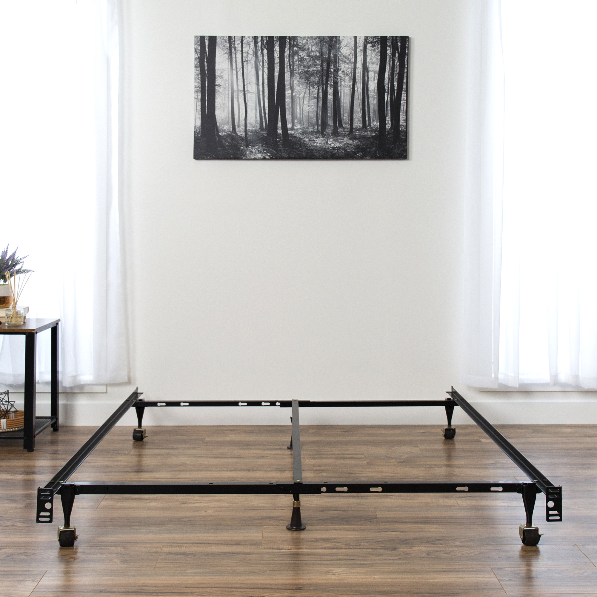 BCP Adjustable Metal Bed Frame W/ Locking Wheels 768421120799 | EBay