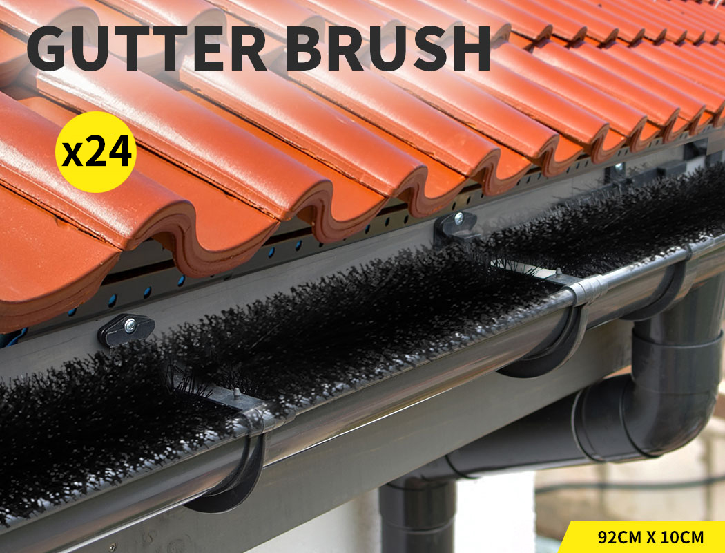 24Pcs Gutter Brush Guard 92x10cm Length Leaf Twigs Filter Heavy Duty Home Garden 9356877072062
