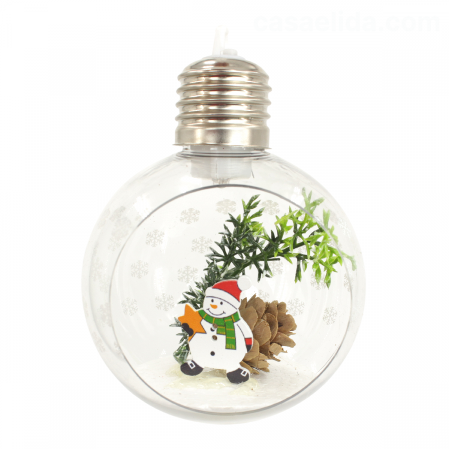 Colgante muñeco navideño Ø8cm, led blanca