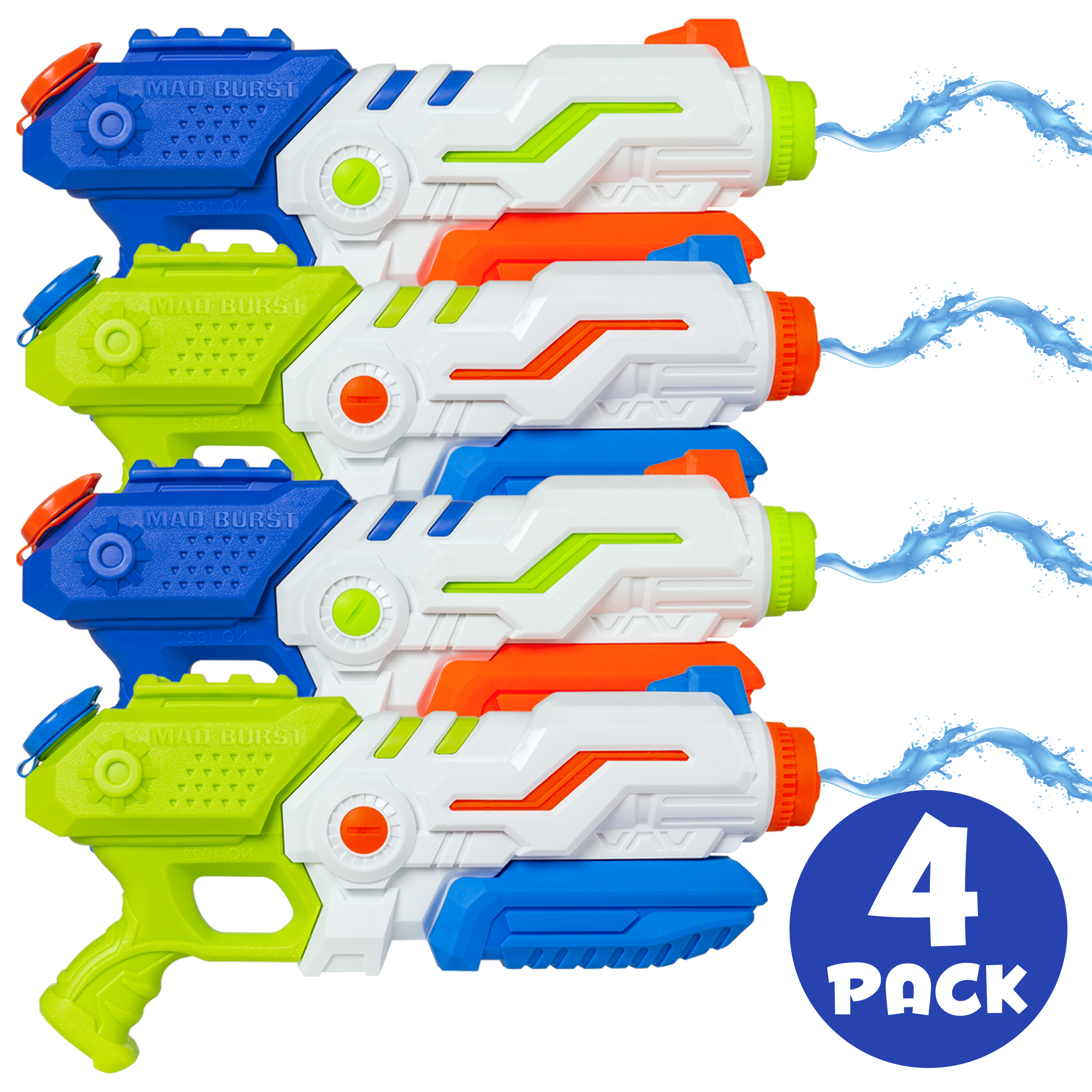 BCP Set of 4 Kids Multicolor Water Blasters w/ 1.3L Capacity, 20ft ...