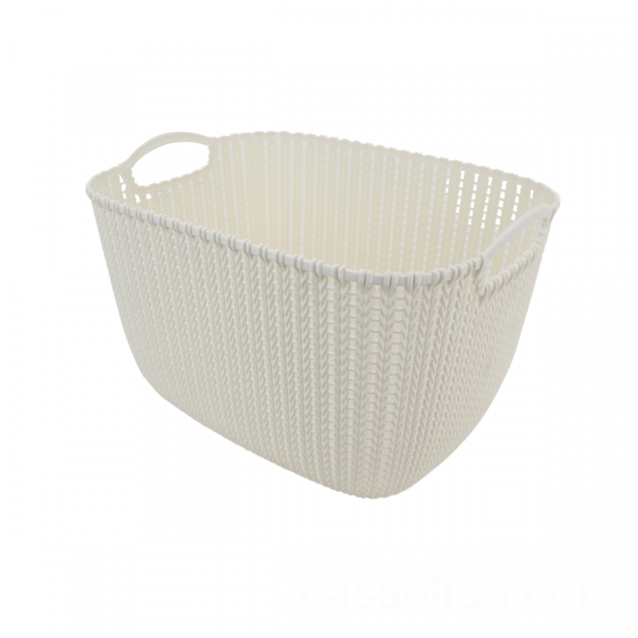 Canasta organizadora crema, 23x38x27.5cm