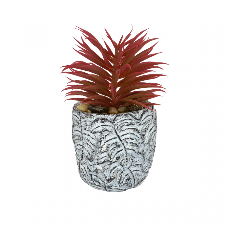 Suculenta artificial + maceta ferreyrae, rojo, 14cm