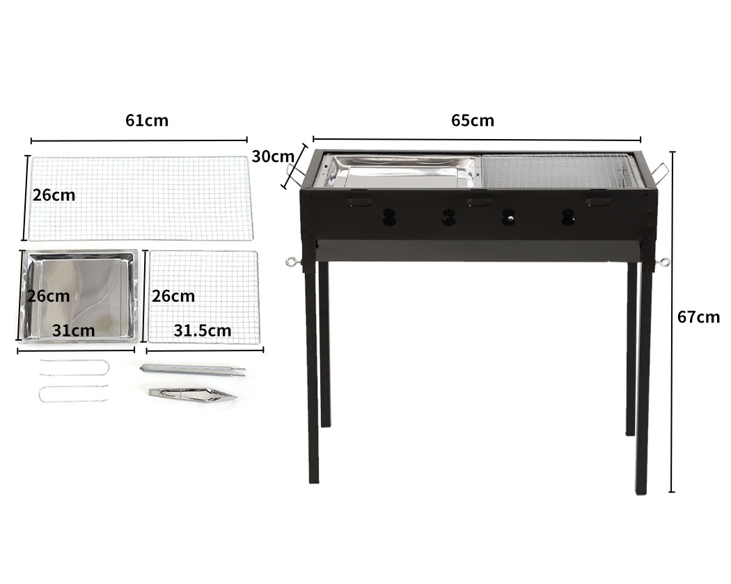 Charcoal BBQ Grill Portable Hibachi Barbecue Outdoor Foldable Camping Picnic - Picture 58 of 69